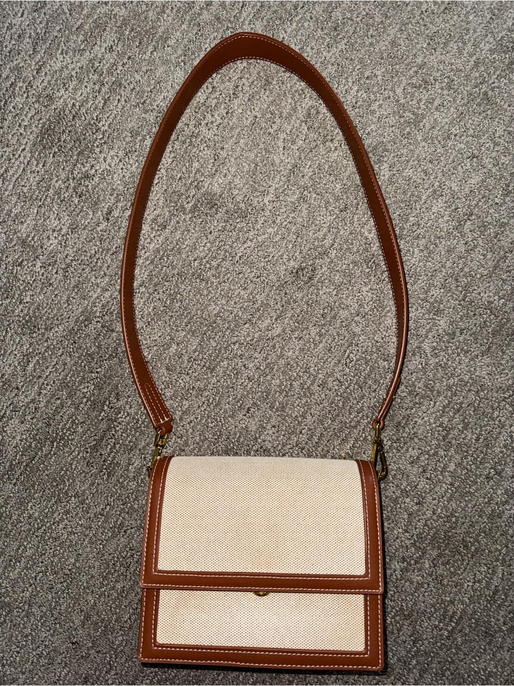 JW PEI Cream and Brown Structured Crossbody Bag